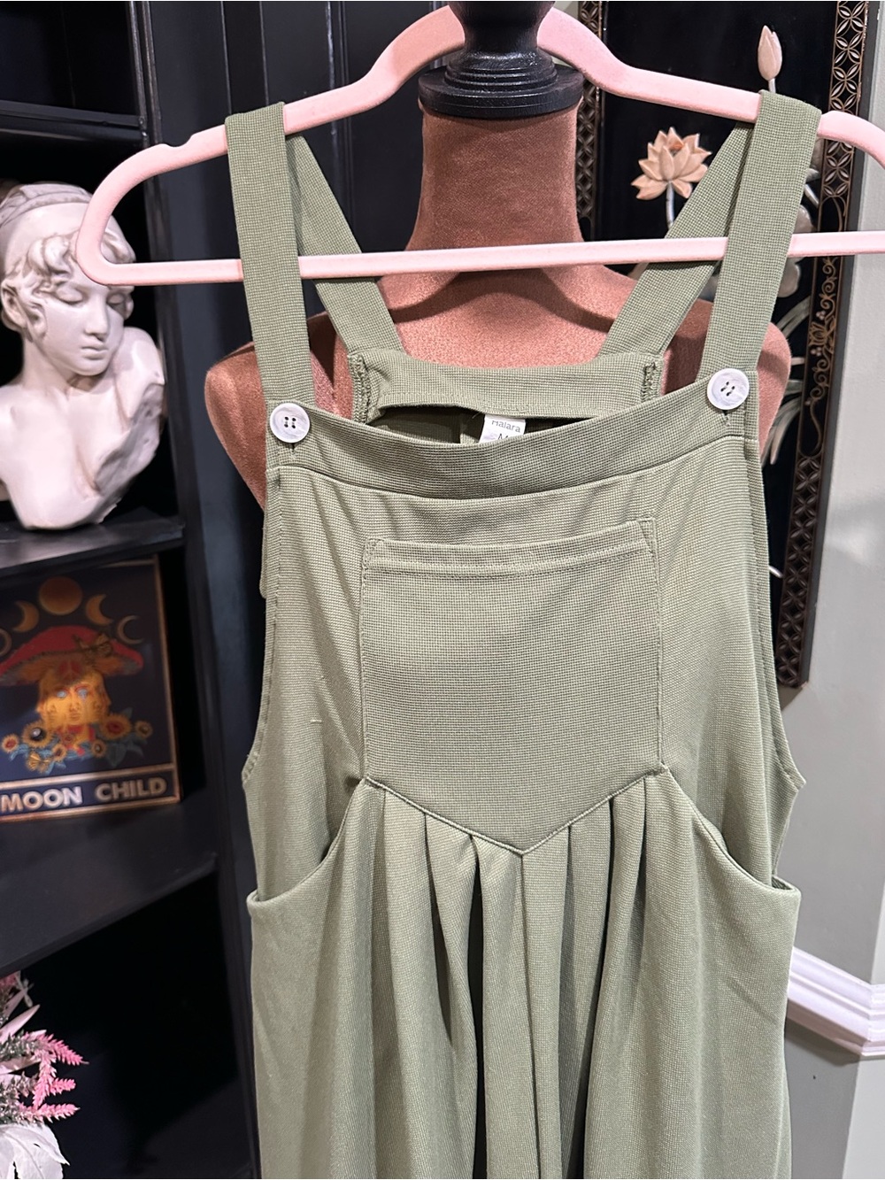 Halara waffle knit overalls jumpsuit in Loden Green size M - Picture 5 of 11